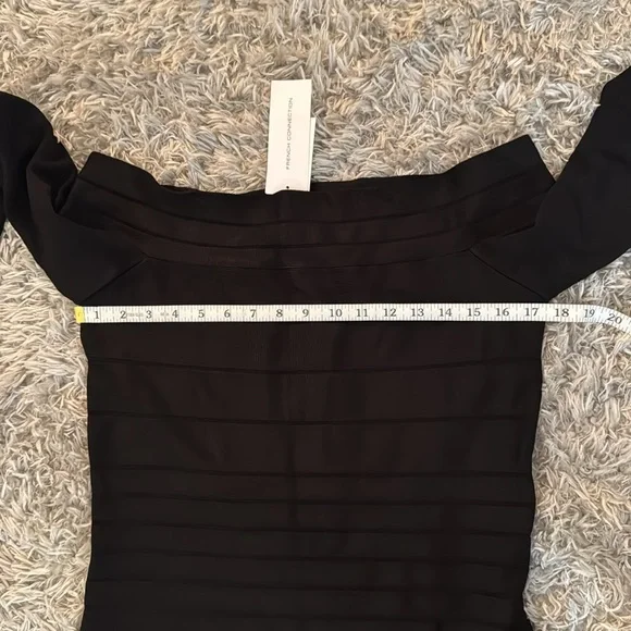 French Connection Black Bodycon Bandage Long Sleeve Dress - Picture 5 of 8